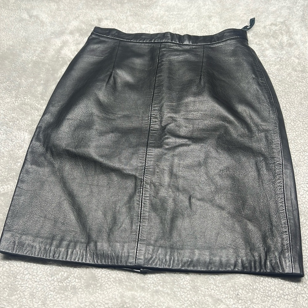Michael Hoban 90’s North Beach Leather Pencil Skirt Size 9/10 Black Knee Length
